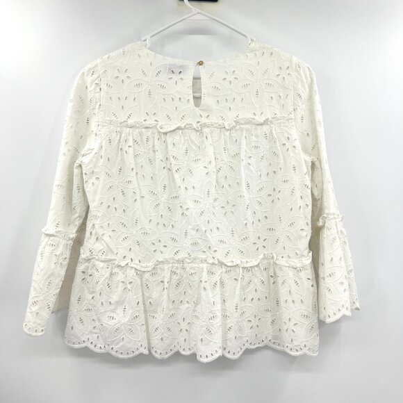 Vineyard Vines White Eyelet Trumpet Sleeve Blouse Women's XS - Picture 4 of 4